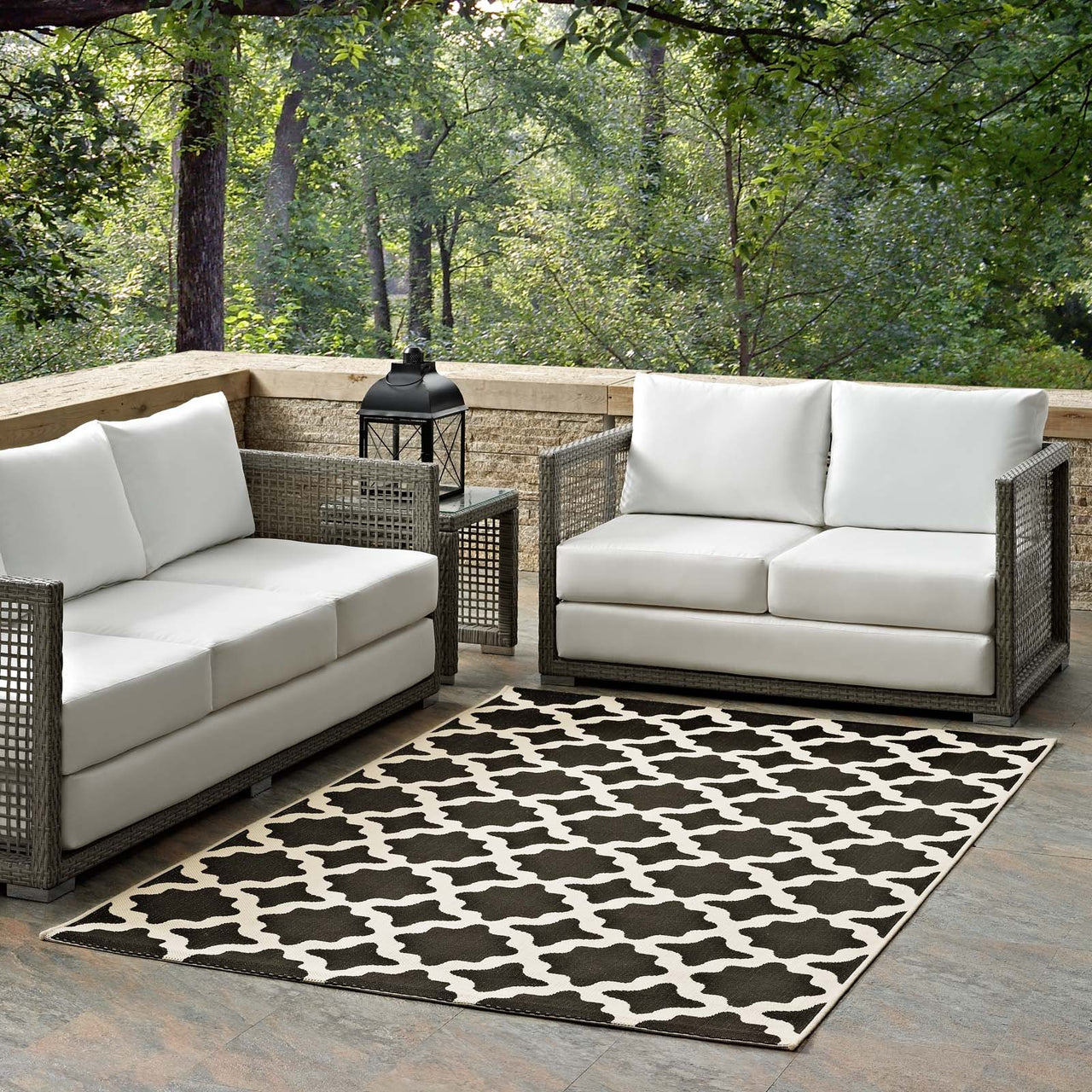 Cyrelle Indoor | Outdoor 8x10 Area Rug, Black & Beige