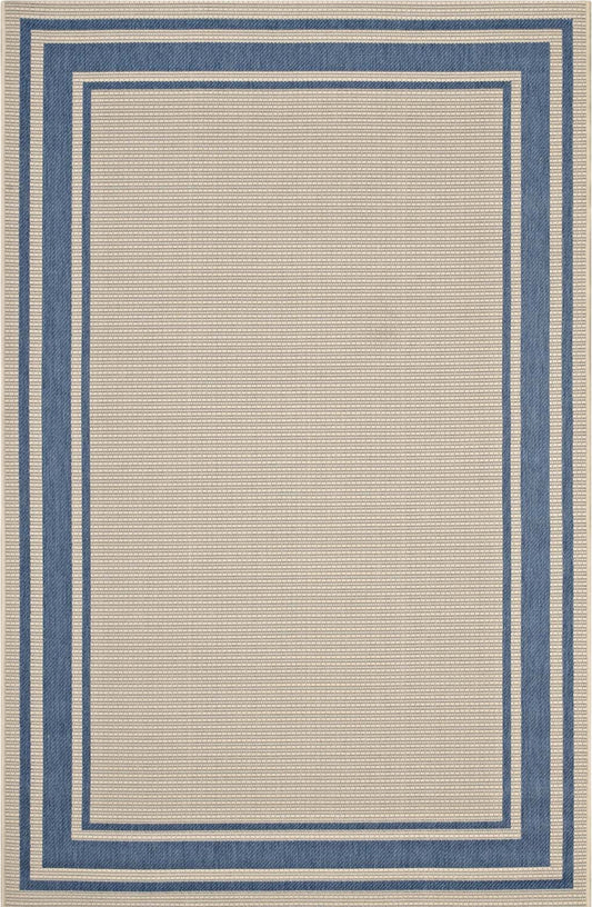 Proteger Indoor | Outdoor 5x8 Area Rug, Blue & Beige