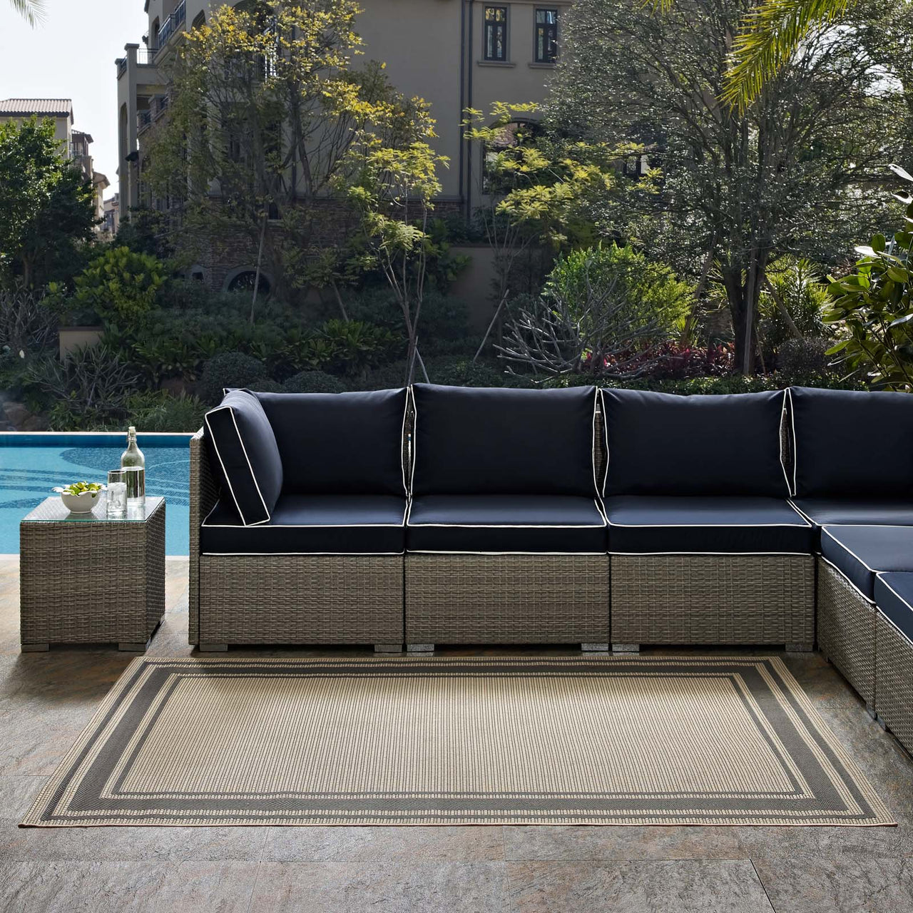 Proteger Indoor | Outdoor 5x8 Area Rug, Gray & Beige