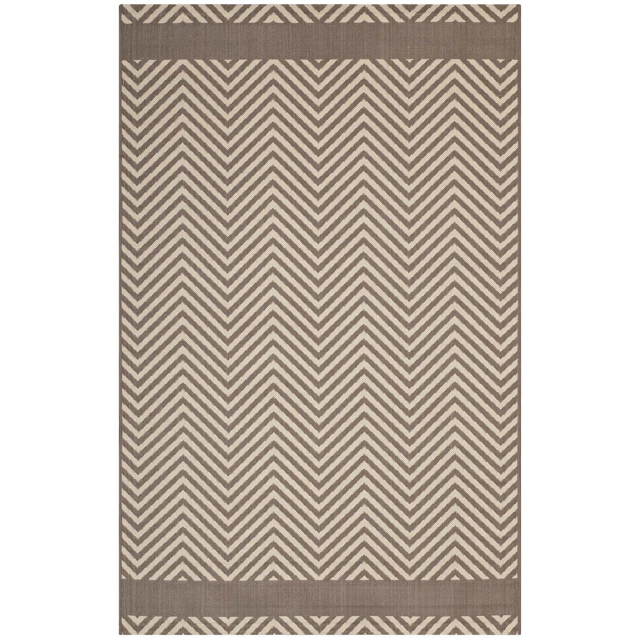 Illusion Veil Indoor | Outdoor 5x8 Area Rug, Light Beige & Dark Beige