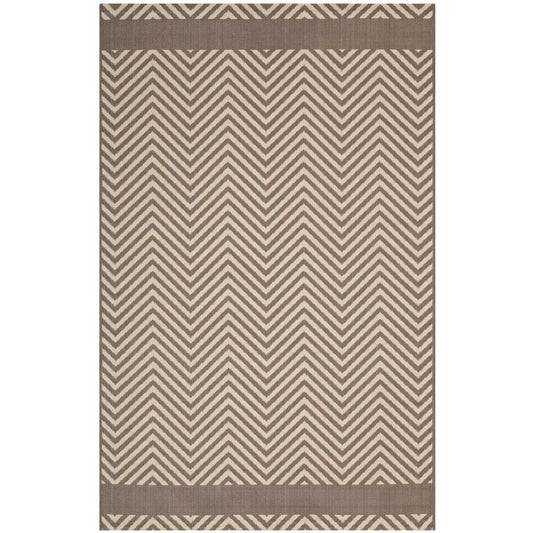 Illusion Veil Indoor | Outdoor 5x8 Area Rug, Light Beige & Dark Beige