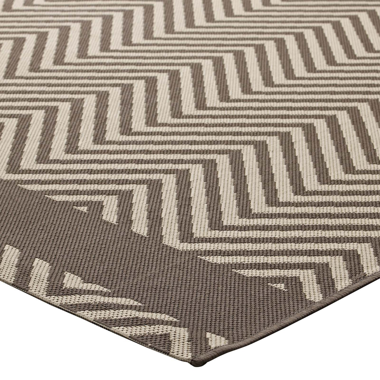 Illusion Veil Indoor | Outdoor 5x8 Area Rug, Light Beige & Dark Beige