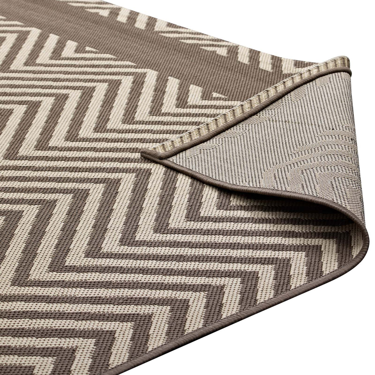Illusion Veil Indoor | Outdoor 5x8 Area Rug, Light Beige & Dark Beige
