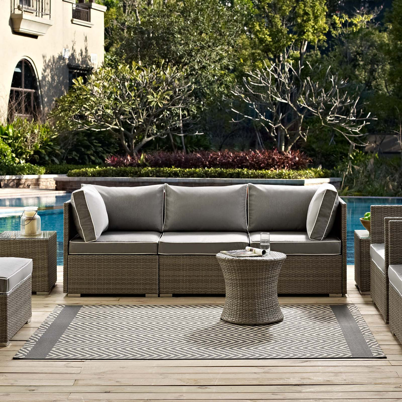 Illusion Veil Indoor | Outdoor 5x8 Area Rug, Gray & Beige