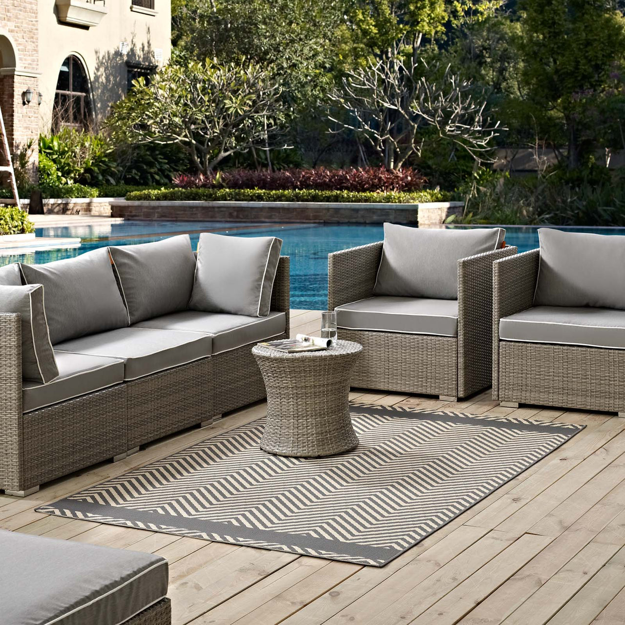 Illusion Veil Indoor | Outdoor 5x8 Area Rug, Gray & Beige