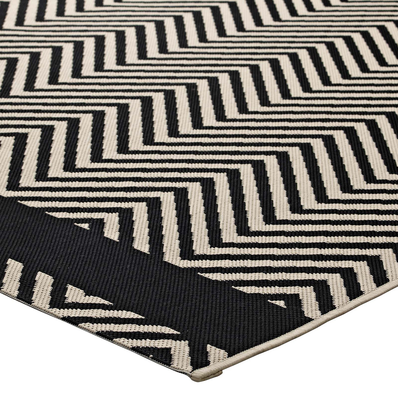 Illusion Veil Indoor | Outdoor 5x8 Area Rug, Black & Beige
