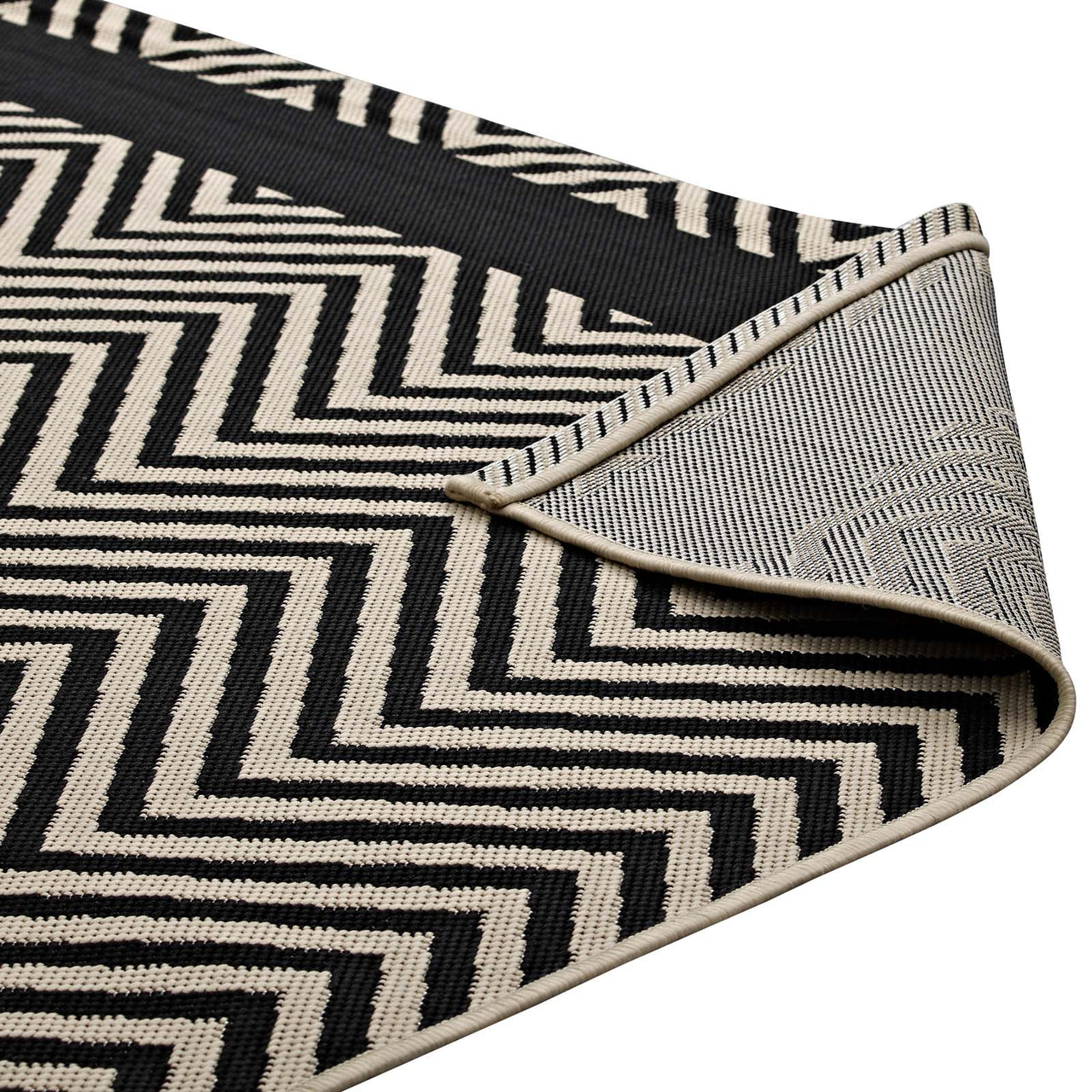 Illusion Veil Indoor | Outdoor 5x8 Area Rug, Black & Beige