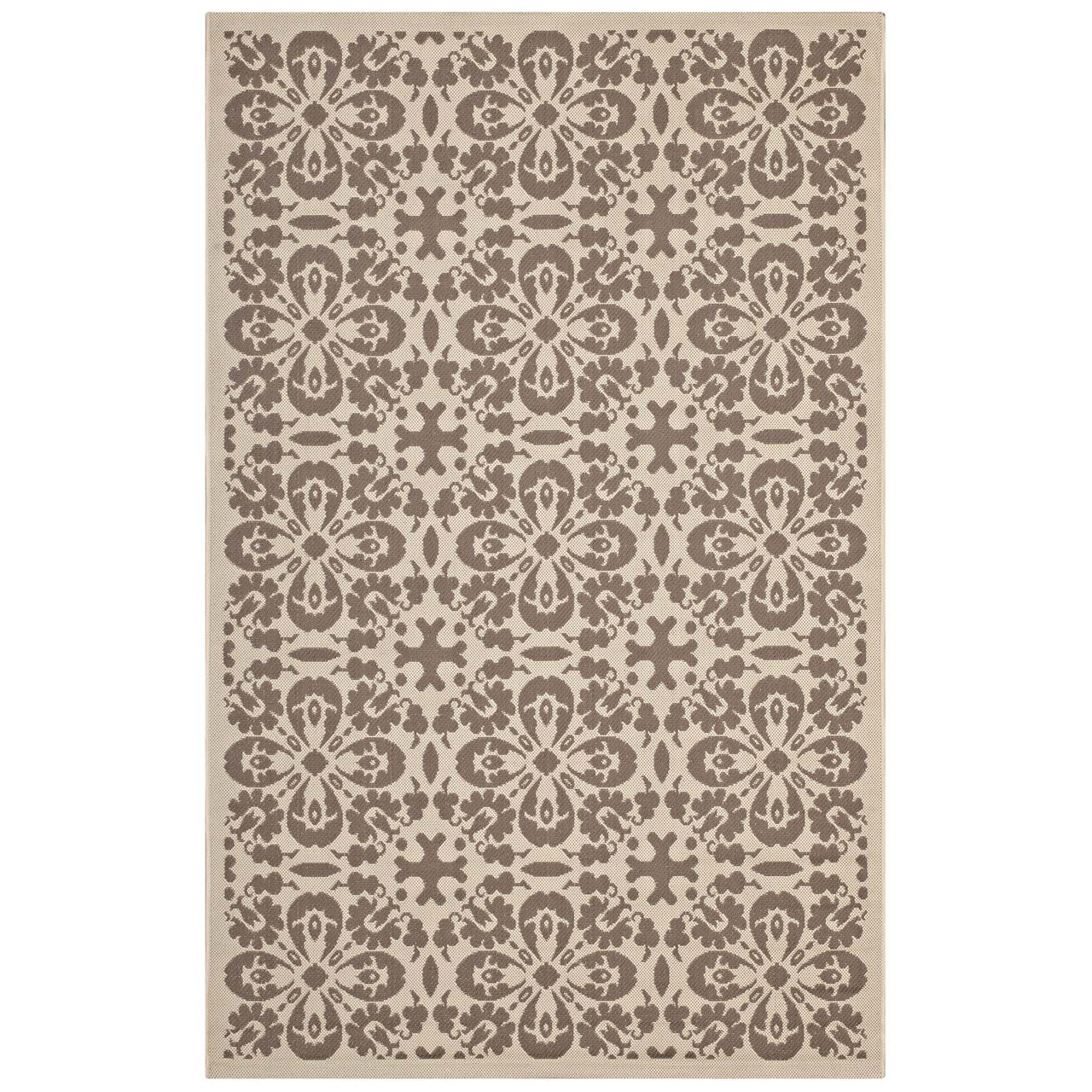 Aubrea Blossom Indoor | Outdoor 8x10 Area Rug, Light Beige & Dark Beige