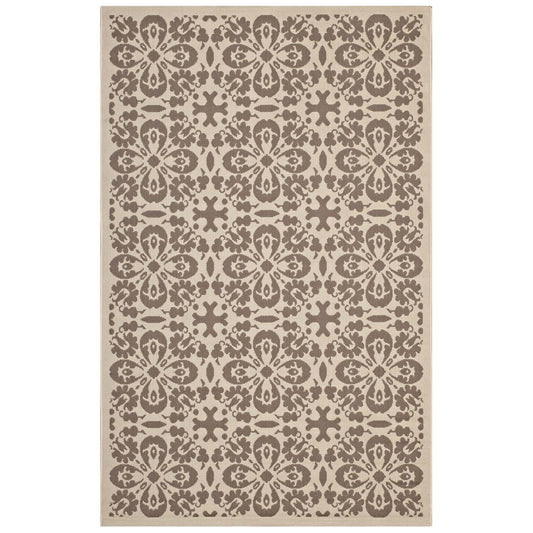 Aubrea Blossom Indoor | Outdoor 8x10 Area Rug, Light Beige & Dark Beige