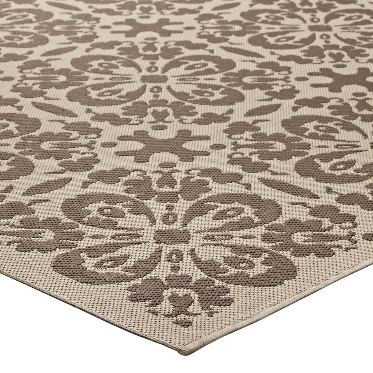 Aubrea Blossom Indoor | Outdoor 8x10 Area Rug, Light Beige & Dark Beige