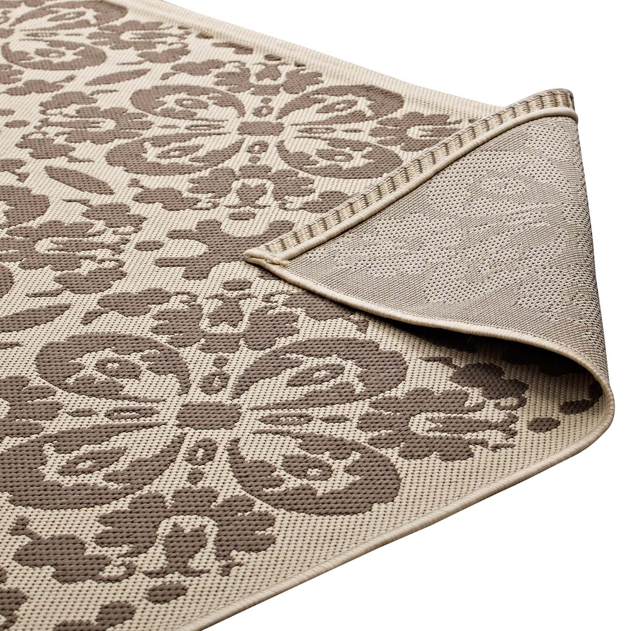 Aubrea Blossom Indoor | Outdoor 8x10 Area Rug, Light Beige & Dark Beige