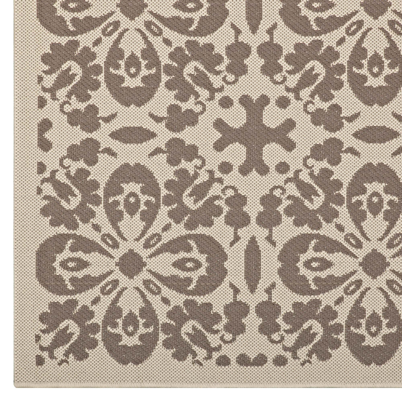 Aubrea Blossom Indoor | Outdoor 9x12 Area Rug, Light Beige & Dark Beige