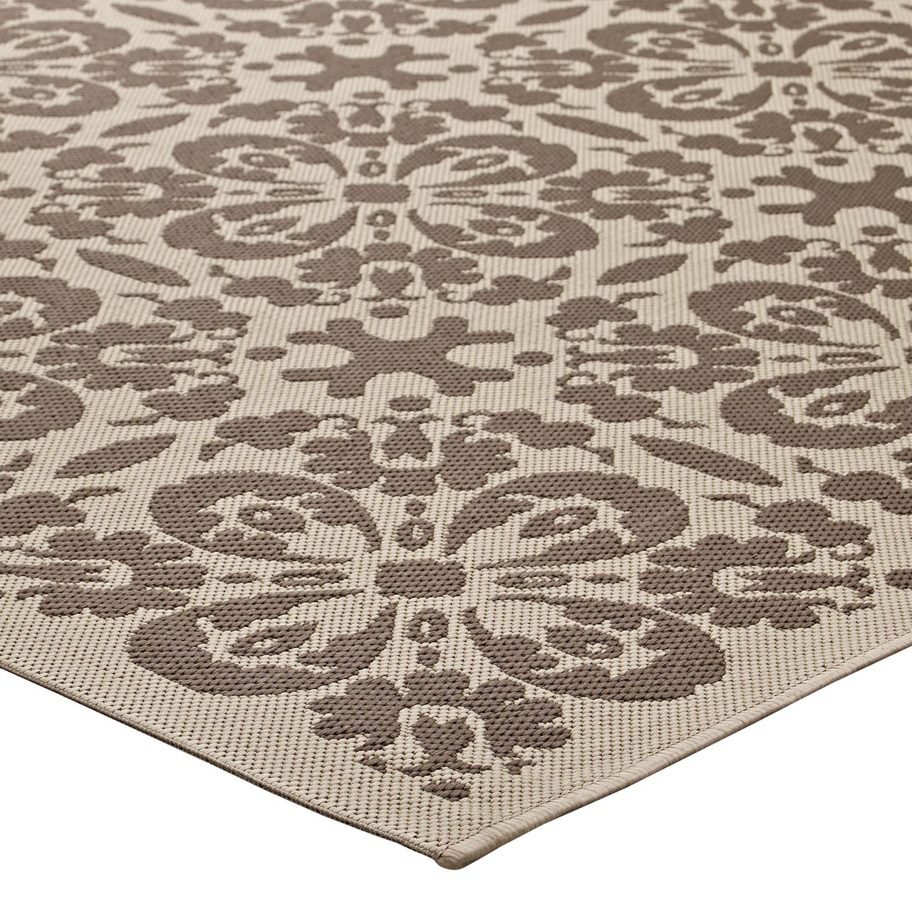 Aubrea Blossom Indoor | Outdoor 9x12 Area Rug, Light Beige & Dark Beige