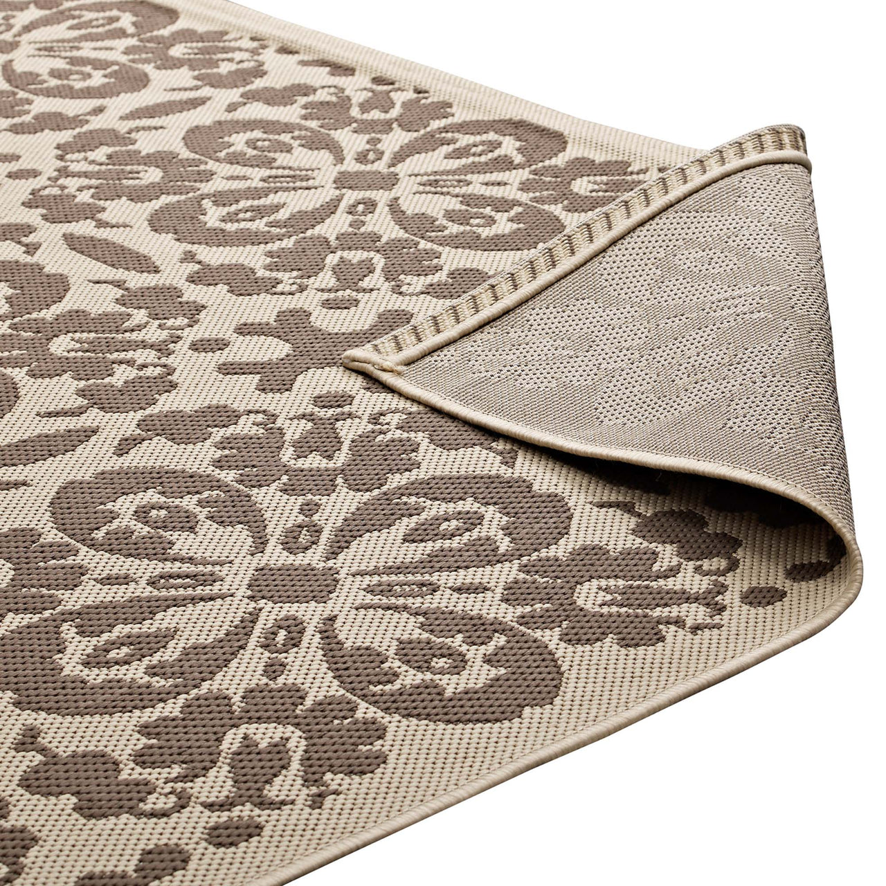 Aubrea Blossom Indoor | Outdoor 9x12 Area Rug, Light Beige & Dark Beige
