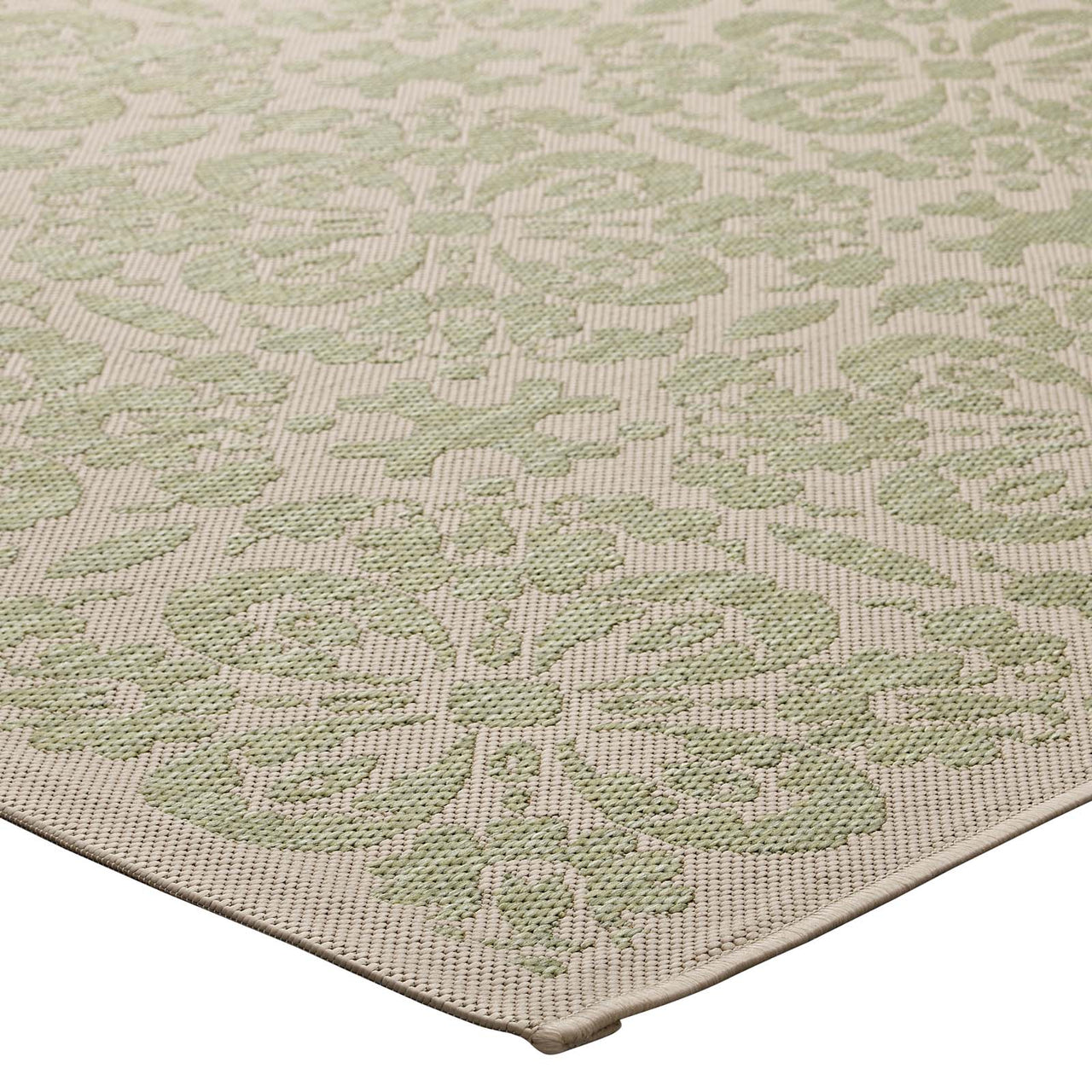 Aubrea Blossom Indoor | Outdoor 5x8 Area Rug, Light Green & Beige