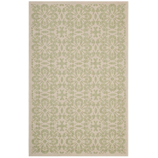 Aubrea Blossom Indoor | Outdoor 8x10 Area Rug, Light Green & Beige