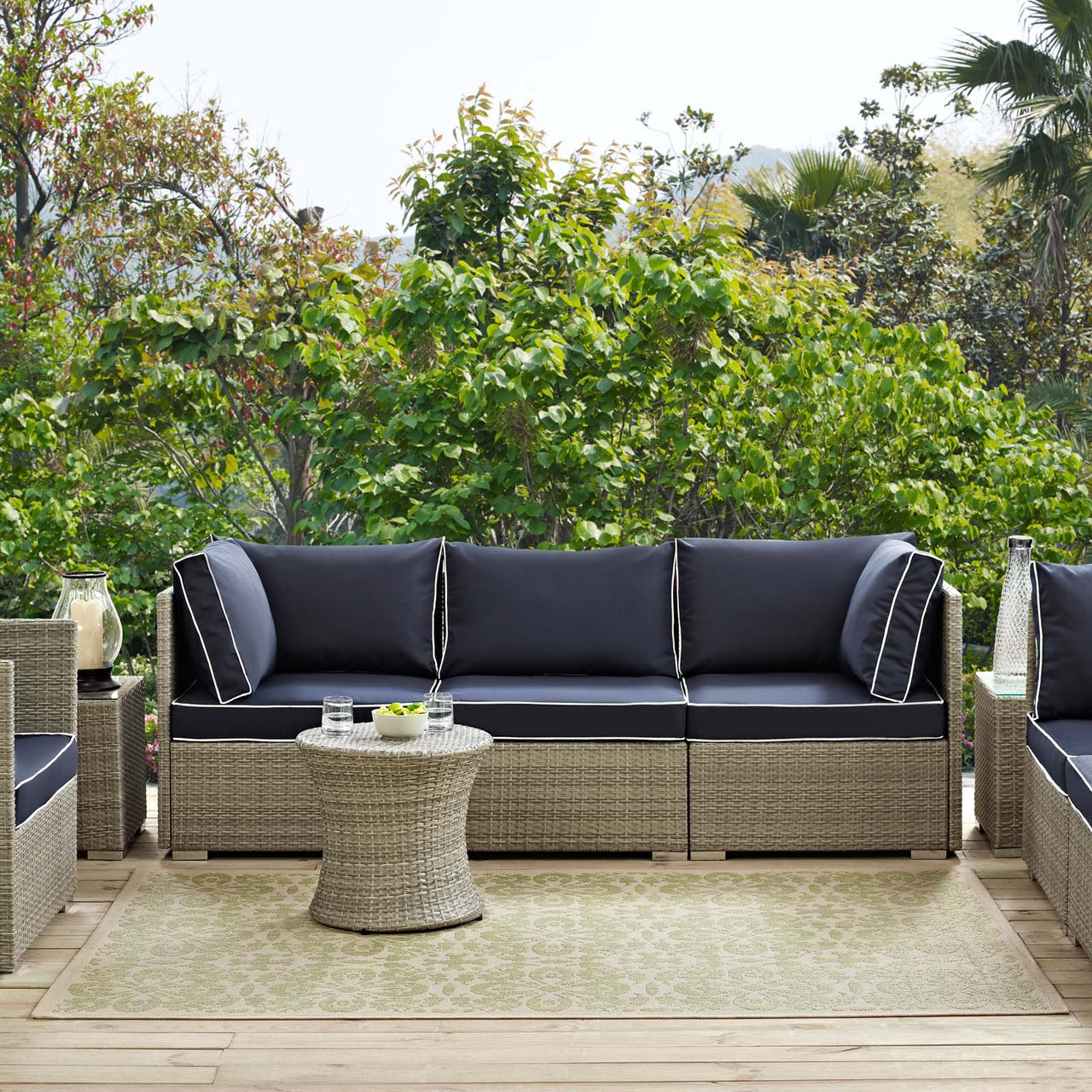 Aubrea Blossom Indoor | Outdoor 8x10 Area Rug, Light Green & Beige
