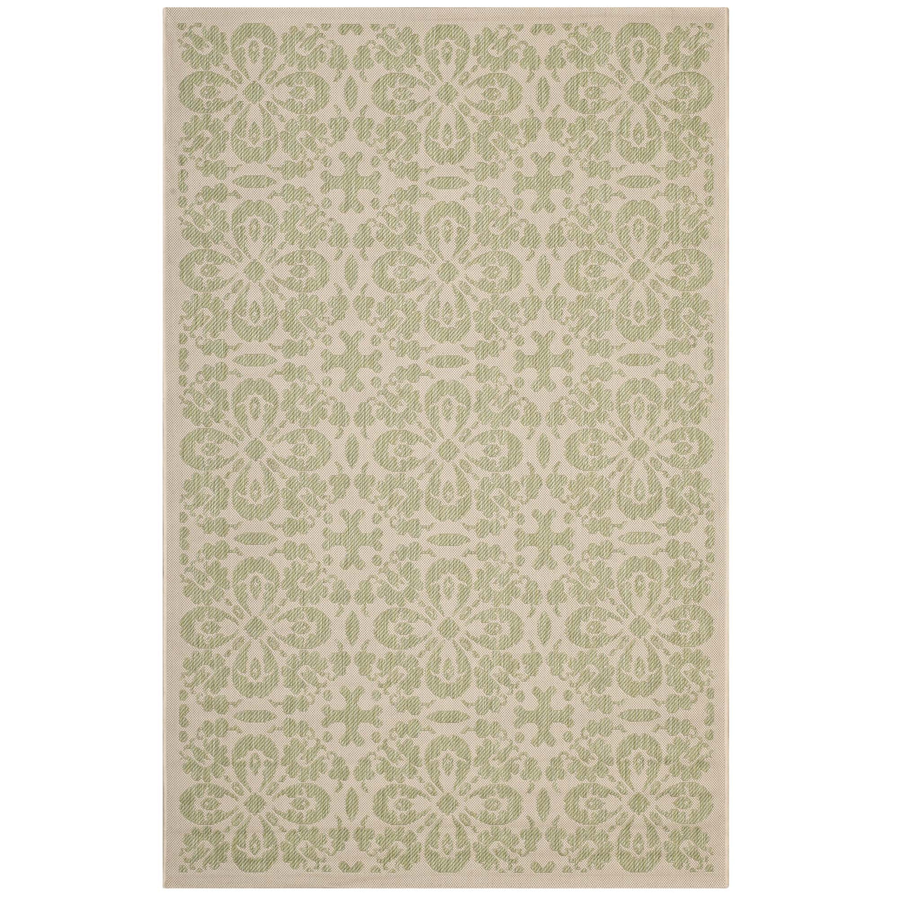 Aubrea Blossom Indoor | Outdoor 9x12 Area Rug, Light Green & Beige