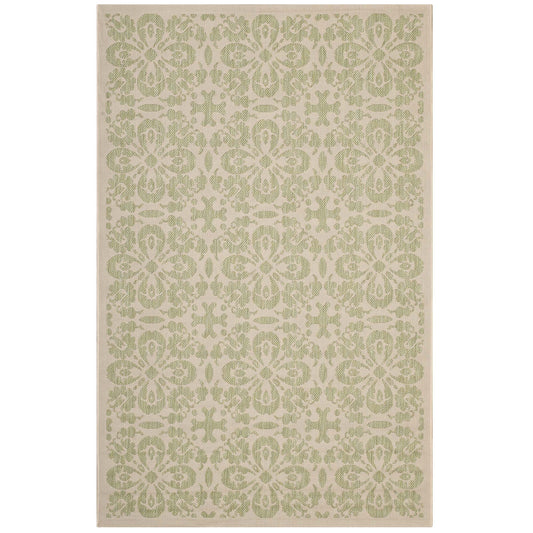 Aubrea Blossom Indoor | Outdoor 9x12 Area Rug, Light Green & Beige