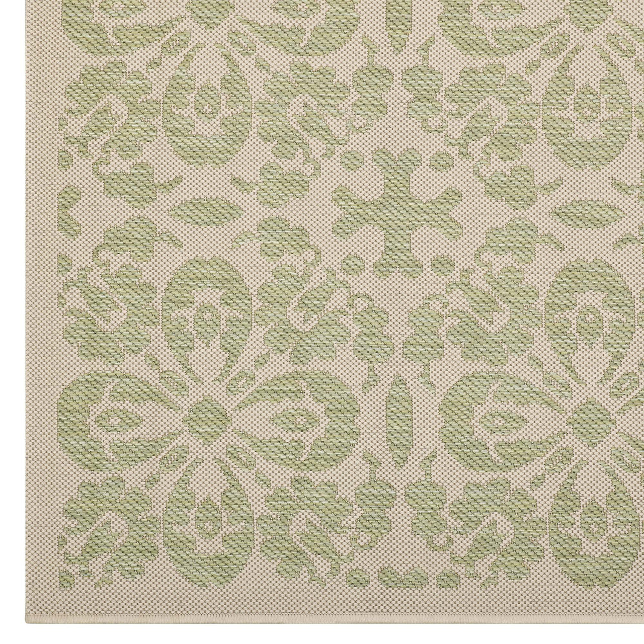 Aubrea Blossom Indoor | Outdoor 9x12 Area Rug, Light Green & Beige