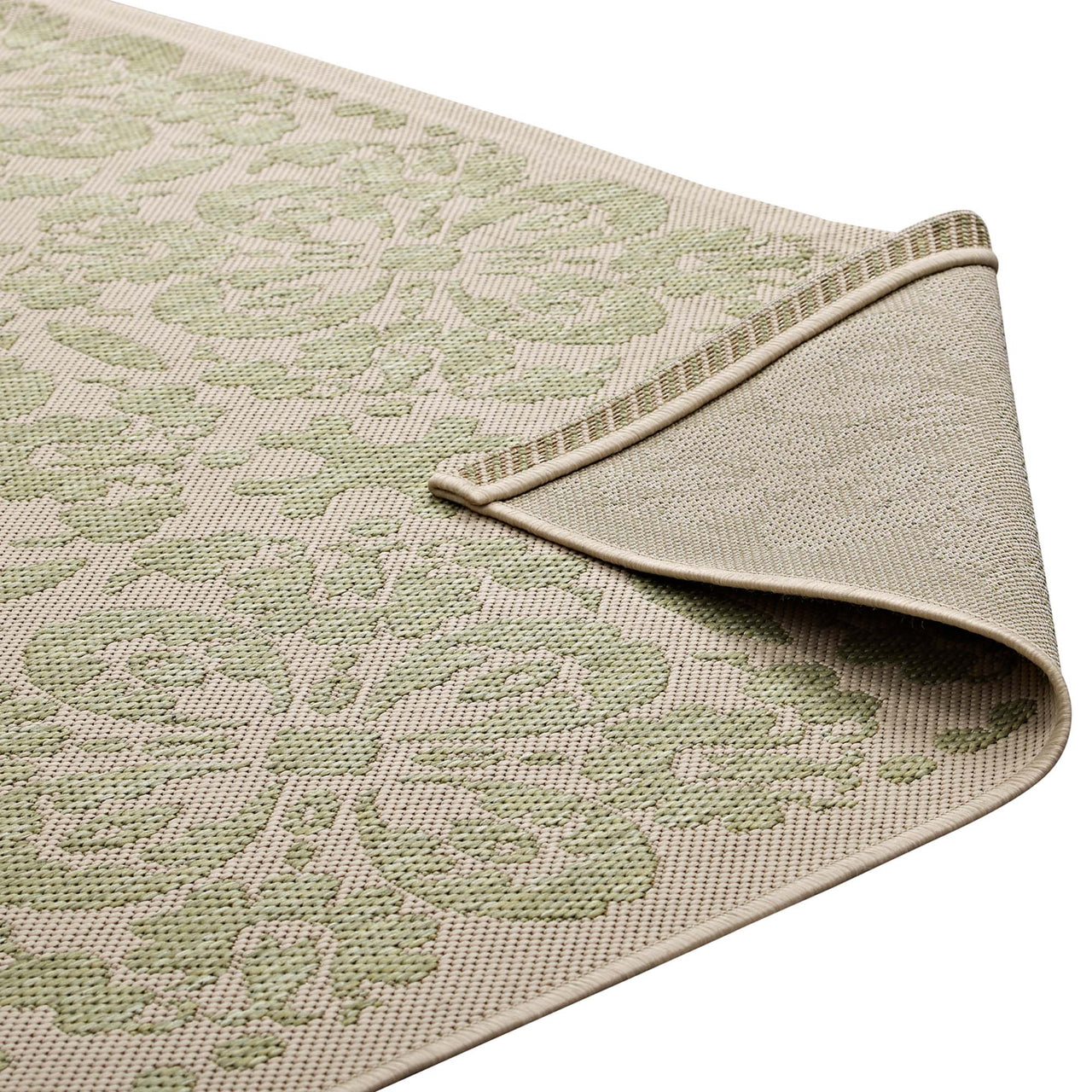 Aubrea Blossom Indoor | Outdoor 9x12 Area Rug, Light Green & Beige
