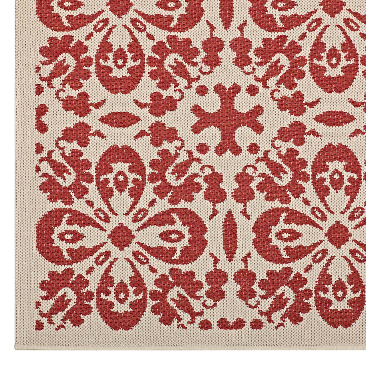 Aubrea Blossom Indoor | Outdoor 4x6 Area Rug, Red & Beige