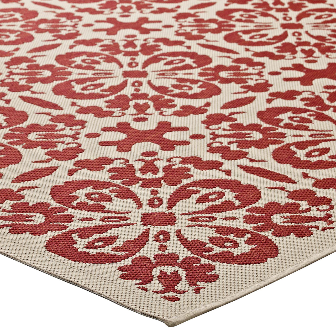 Aubrea Blossom Indoor | Outdoor 4x6 Area Rug, Red & Beige