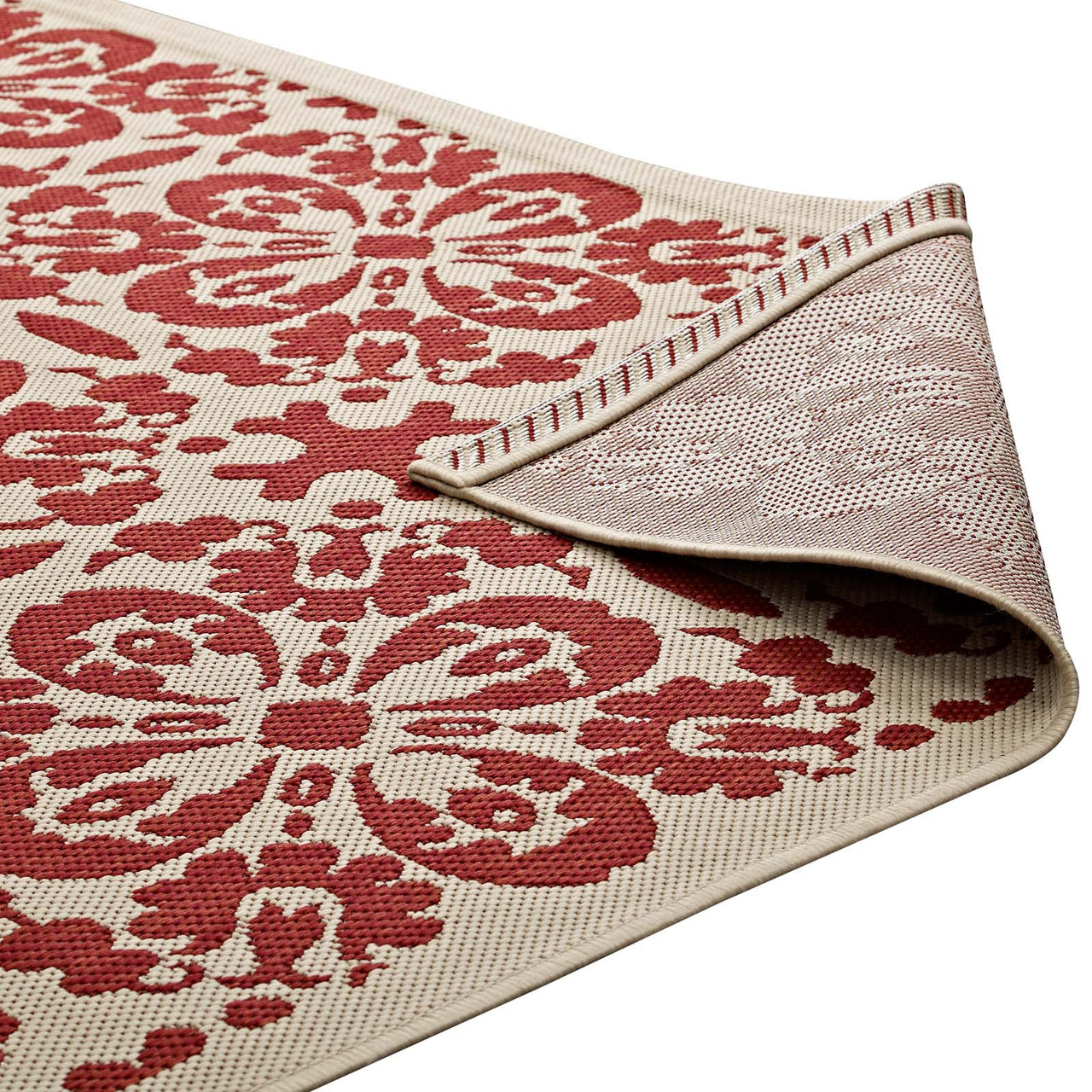 Aubrea Blossom Indoor | Outdoor 5x8 Area Rug, Red & Beige