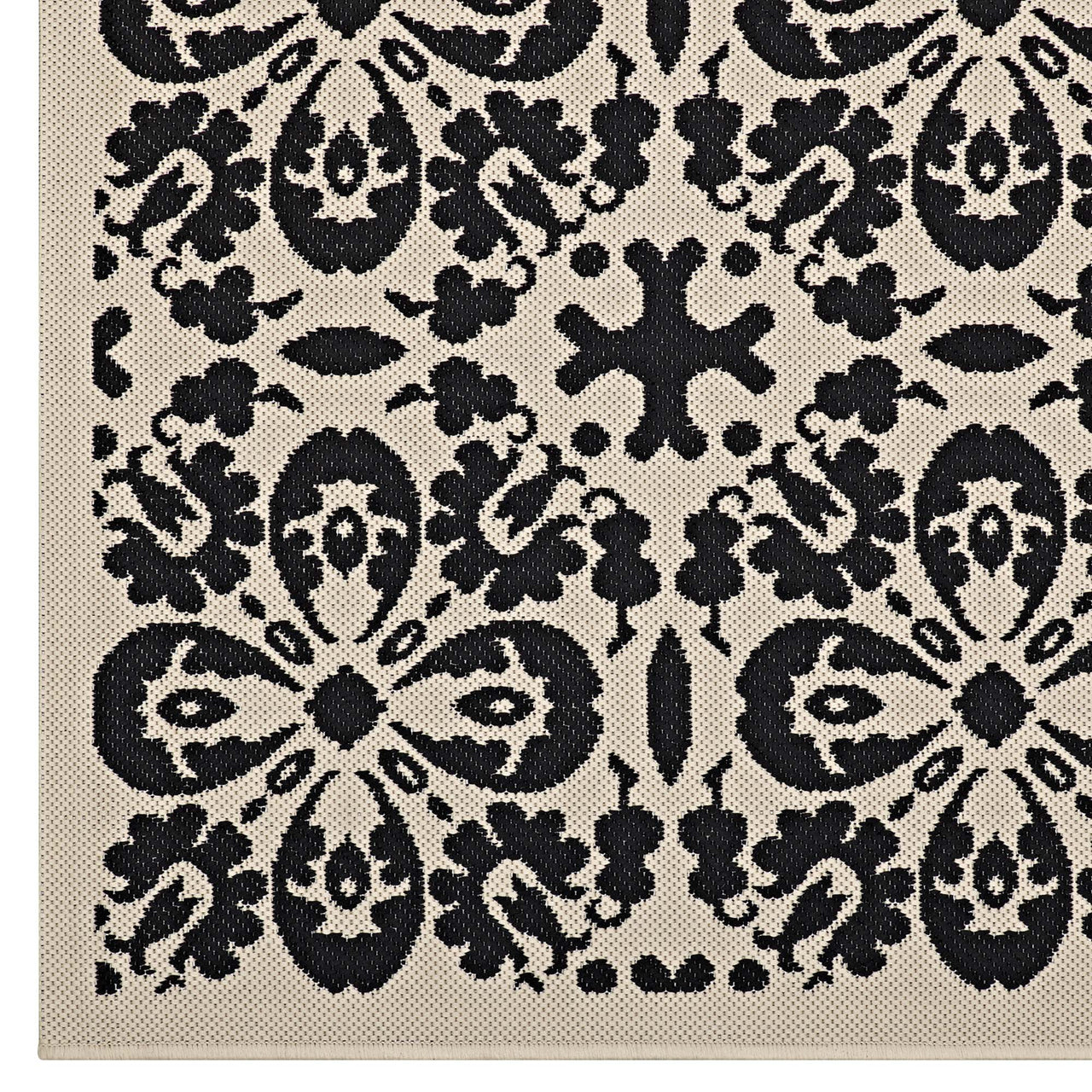 Aubrea Blossom Indoor | Outdoor 4x6 Area Rug, Black & Beige