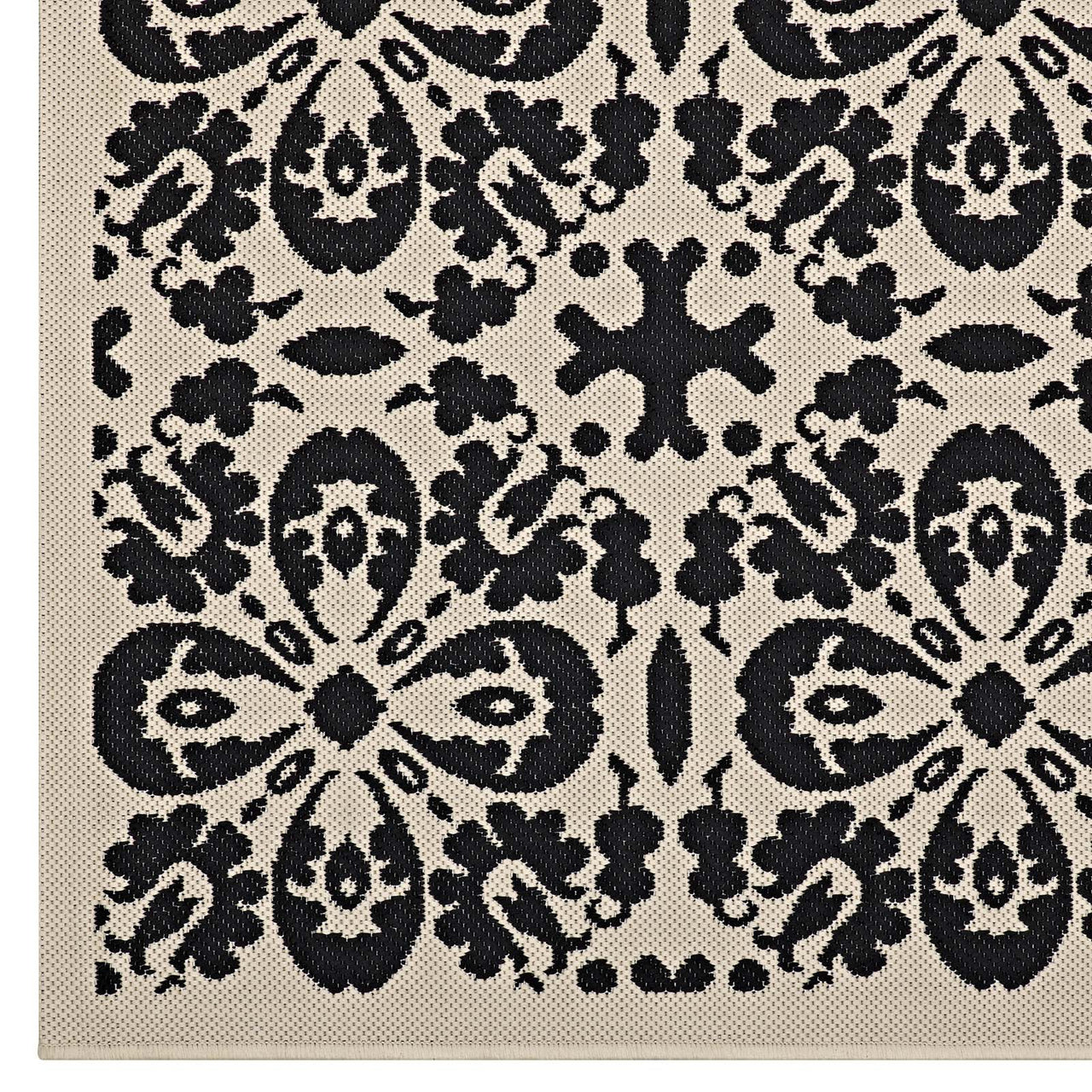 Aubrea Blossom Indoor | Outdoor 5x8 Area Rug, Black & Beige