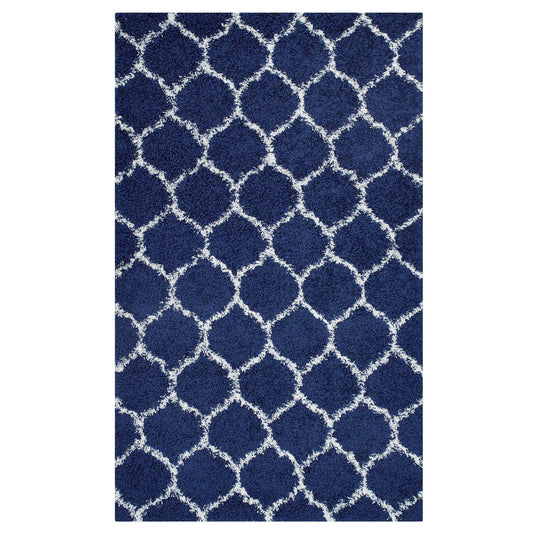 Perforated Barrier 5x8 Shag Area Rug, Navy & Ivory