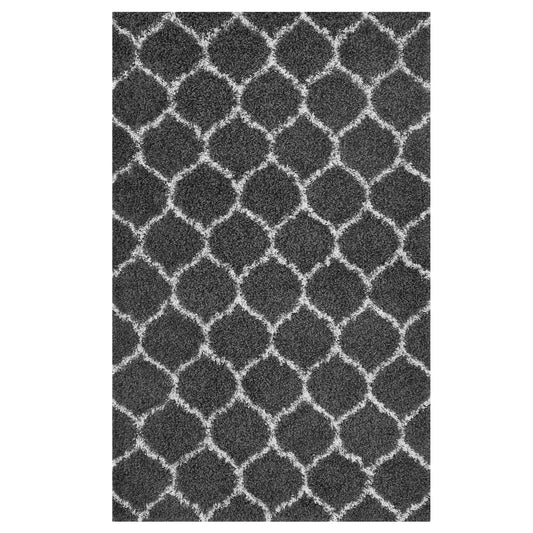 Perforated Barrier 5x8 Shag Area Rug, Dark Gray & Ivory