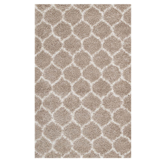 Perforated Barrier 5x8 Shag Area Rug, Beige & Ivory