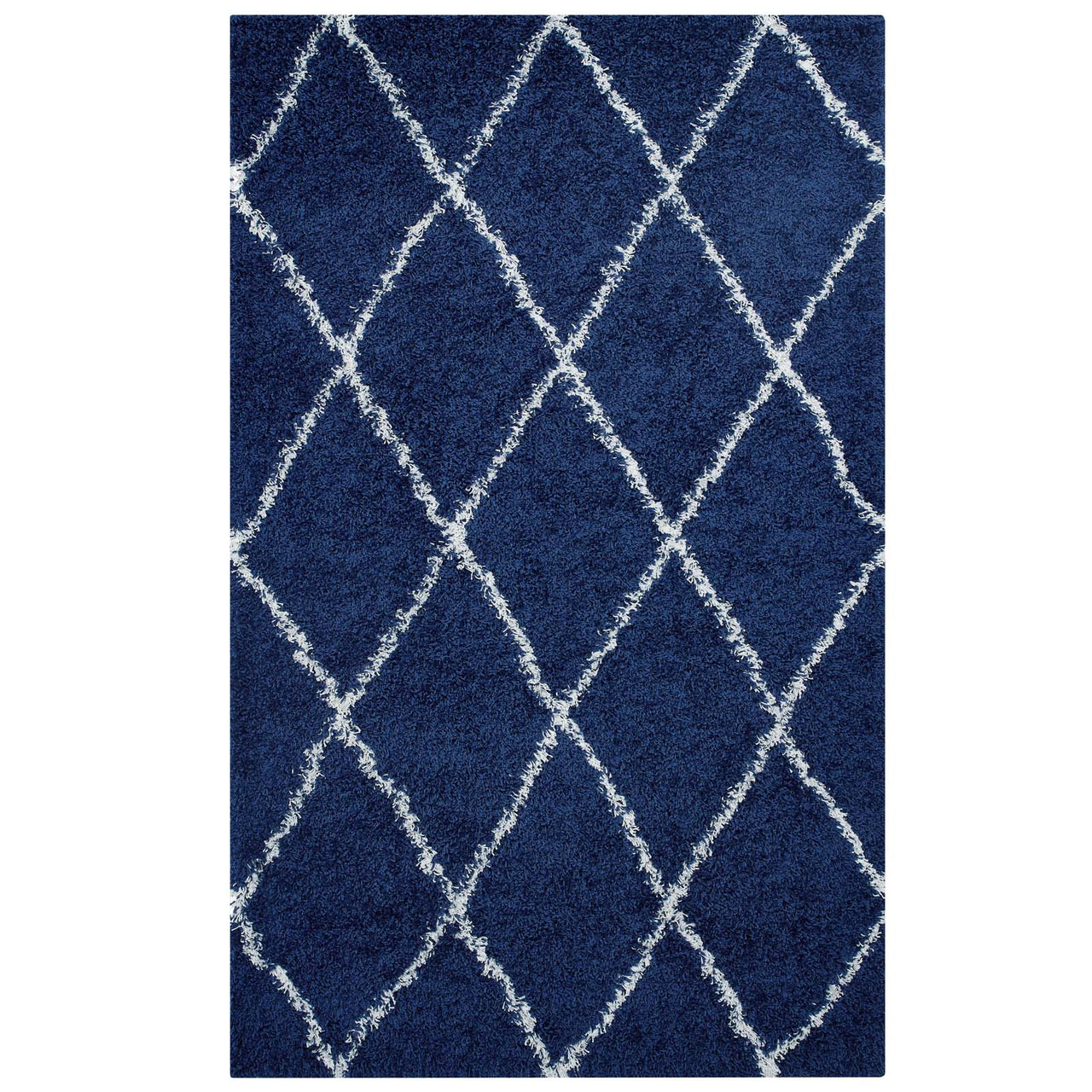 Winter Crystals 5x8 Shag Area Rug, Navy & Ivory