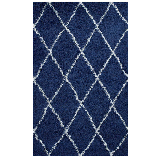 Winter Crystals 5x8 Shag Area Rug, Navy & Ivory