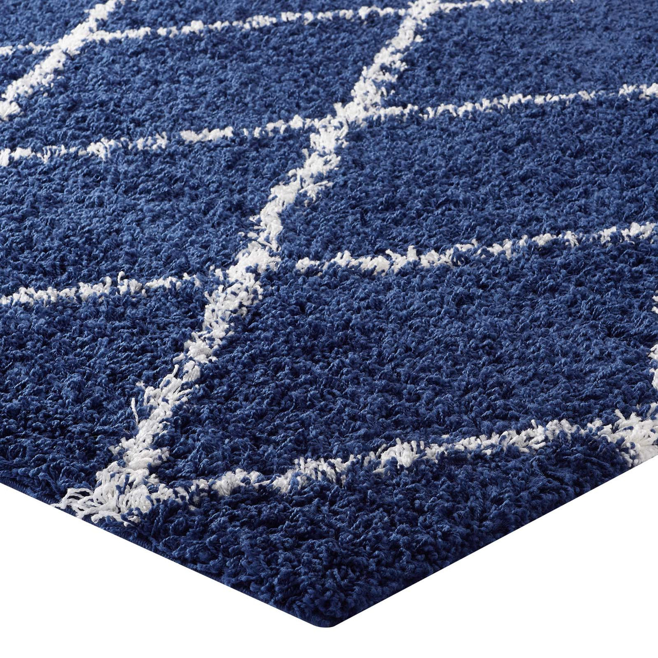 Winter Crystals 5x8 Shag Area Rug, Navy & Ivory