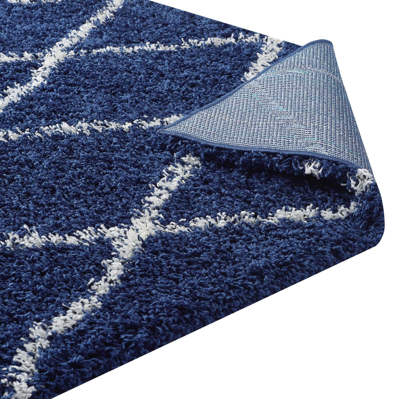 Winter Crystals 5x8 Shag Area Rug, Navy & Ivory
