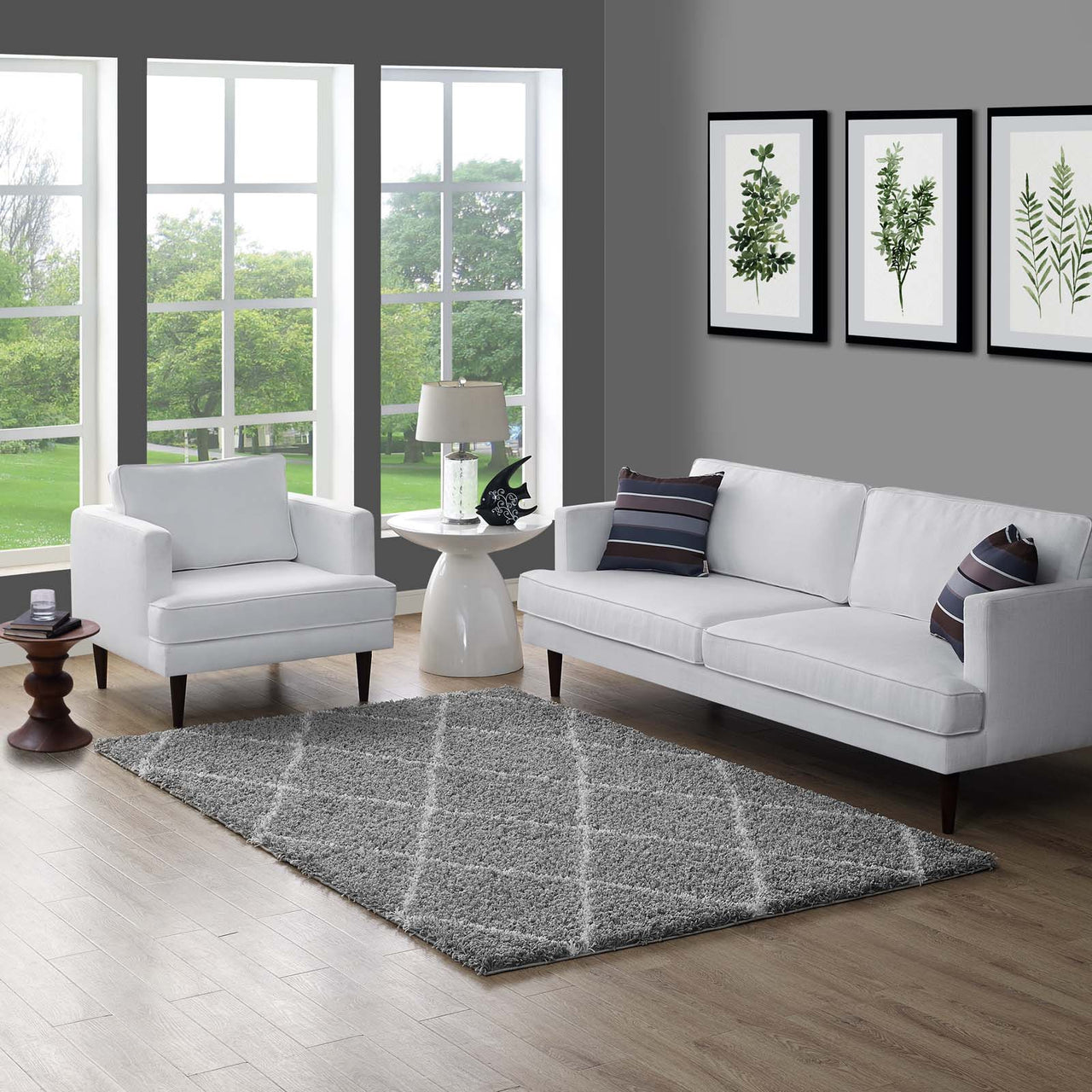 Winter Crystals 5x8 Shag Area Rug, Gray & Ivory