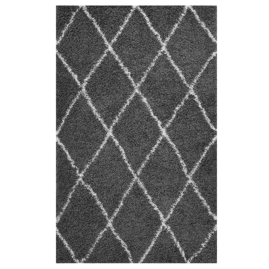 Winter Crystals 5x8 Shag Area Rug, Dark Gray & Ivory