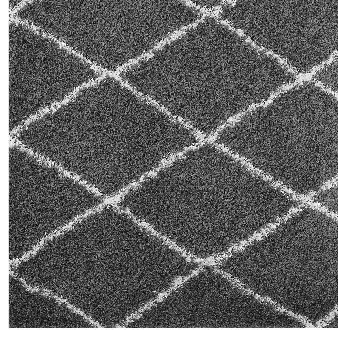 Winter Crystals 5x8 Shag Area Rug, Dark Gray & Ivory