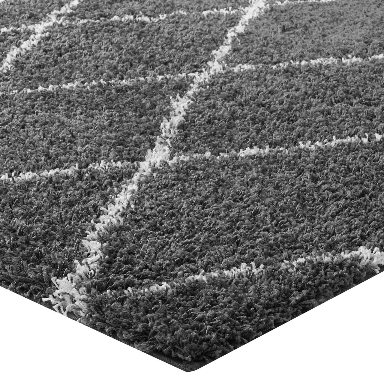Winter Crystals 5x8 Shag Area Rug, Dark Gray & Ivory