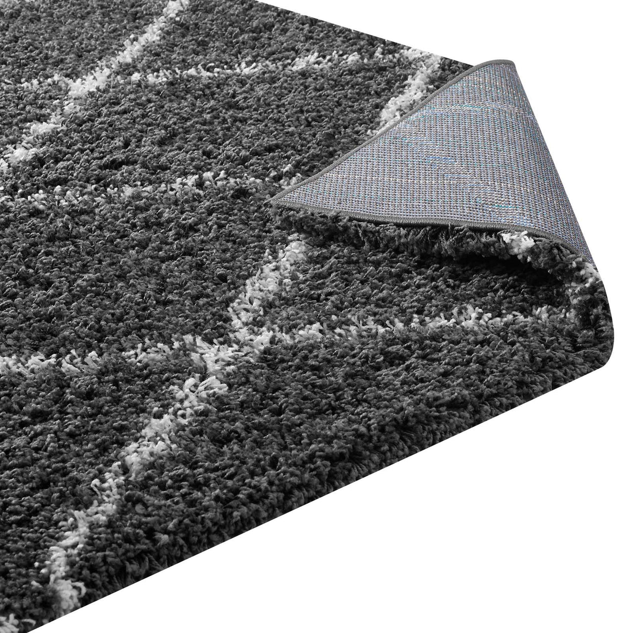 Winter Crystals 5x8 Shag Area Rug, Dark Gray & Ivory