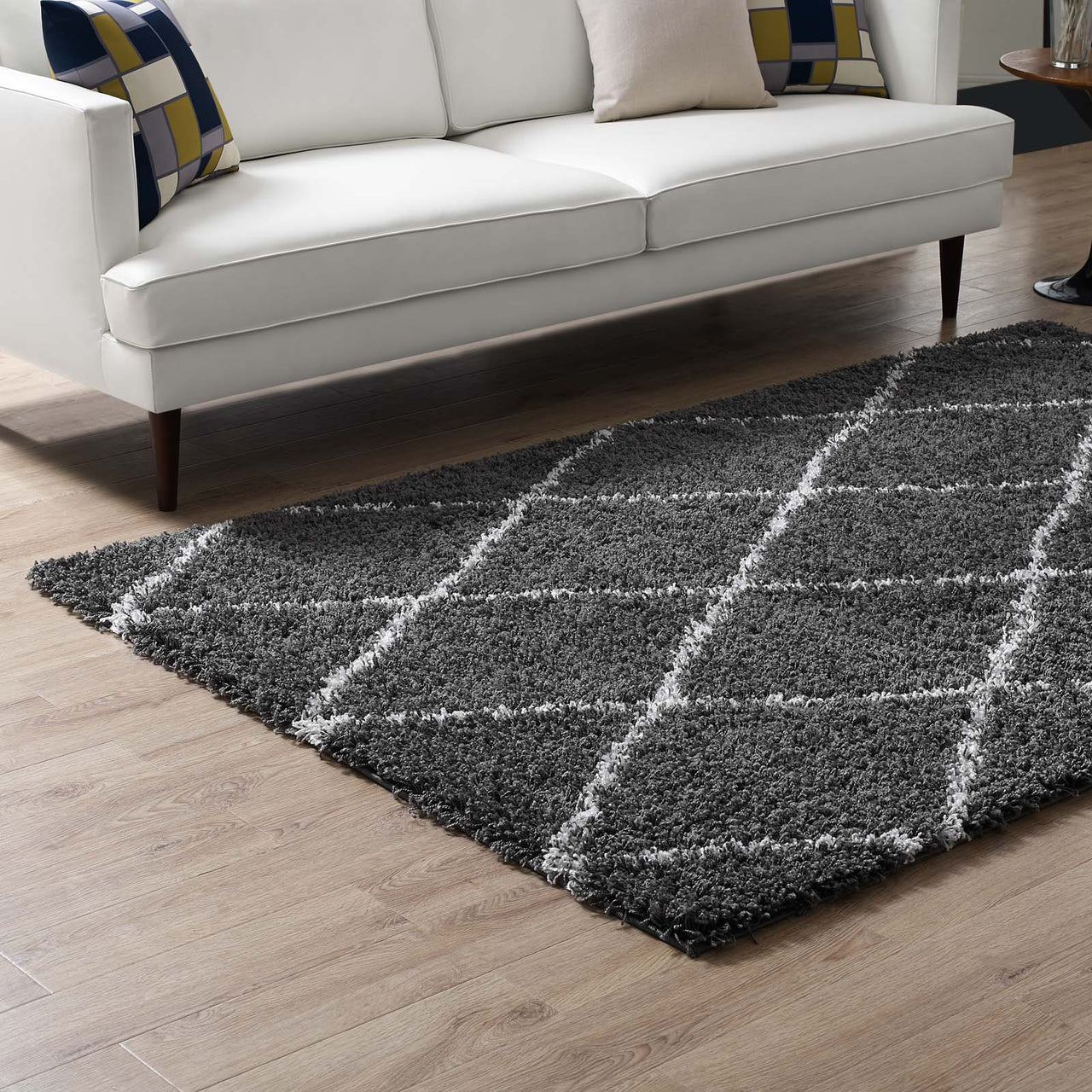 Winter Crystals 5x8 Shag Area Rug, Dark Gray & Ivory