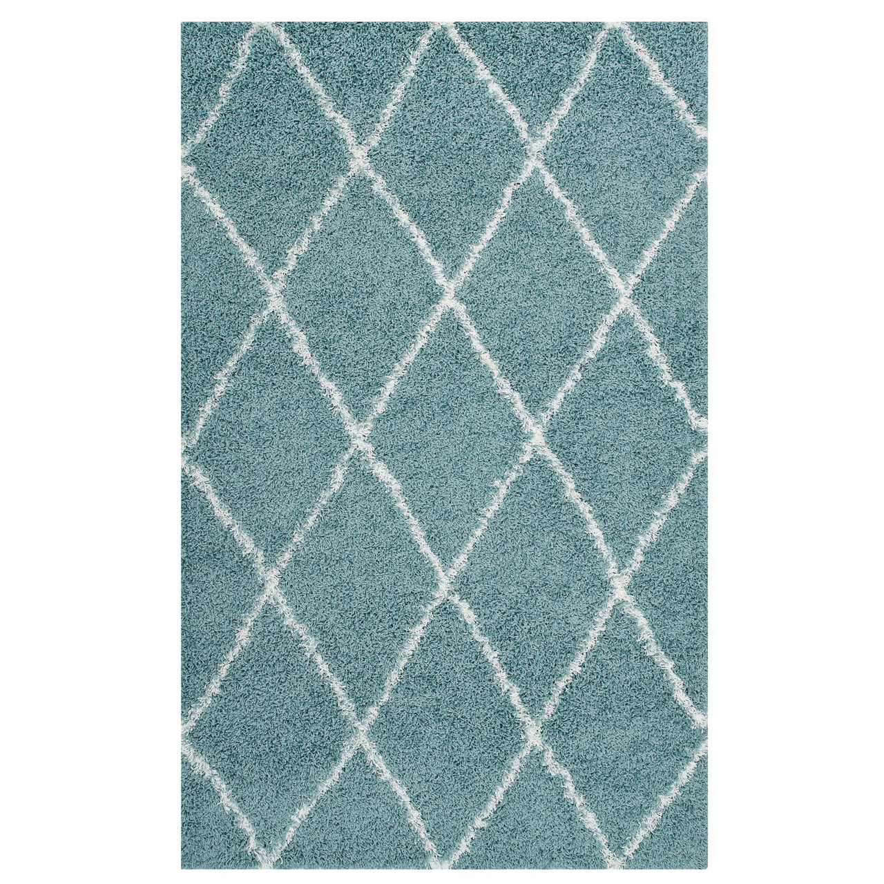 Winter Crystals 5x8 Shag Area Rug, Aqua Blue & Ivory