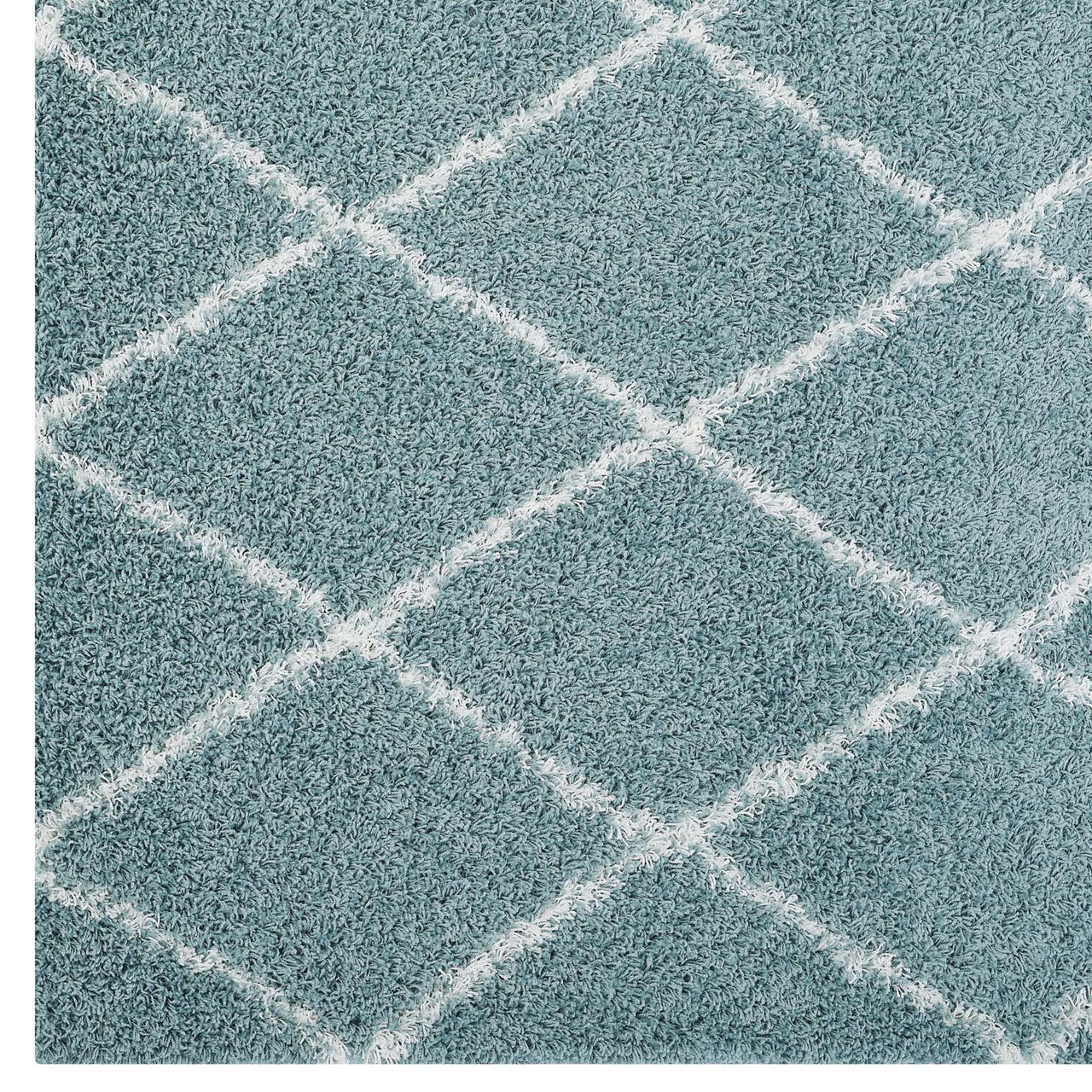 Winter Crystals 8x10 Shag Area Rug, Aqua Blue & Ivory