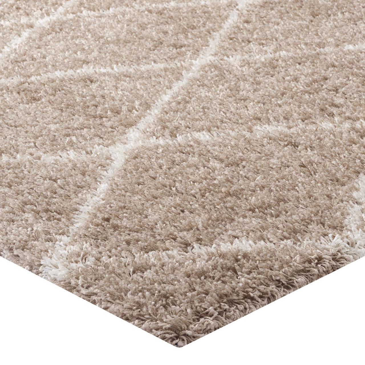 Winter Crystals 5x8 Shag Area Rug, Beige & Ivory