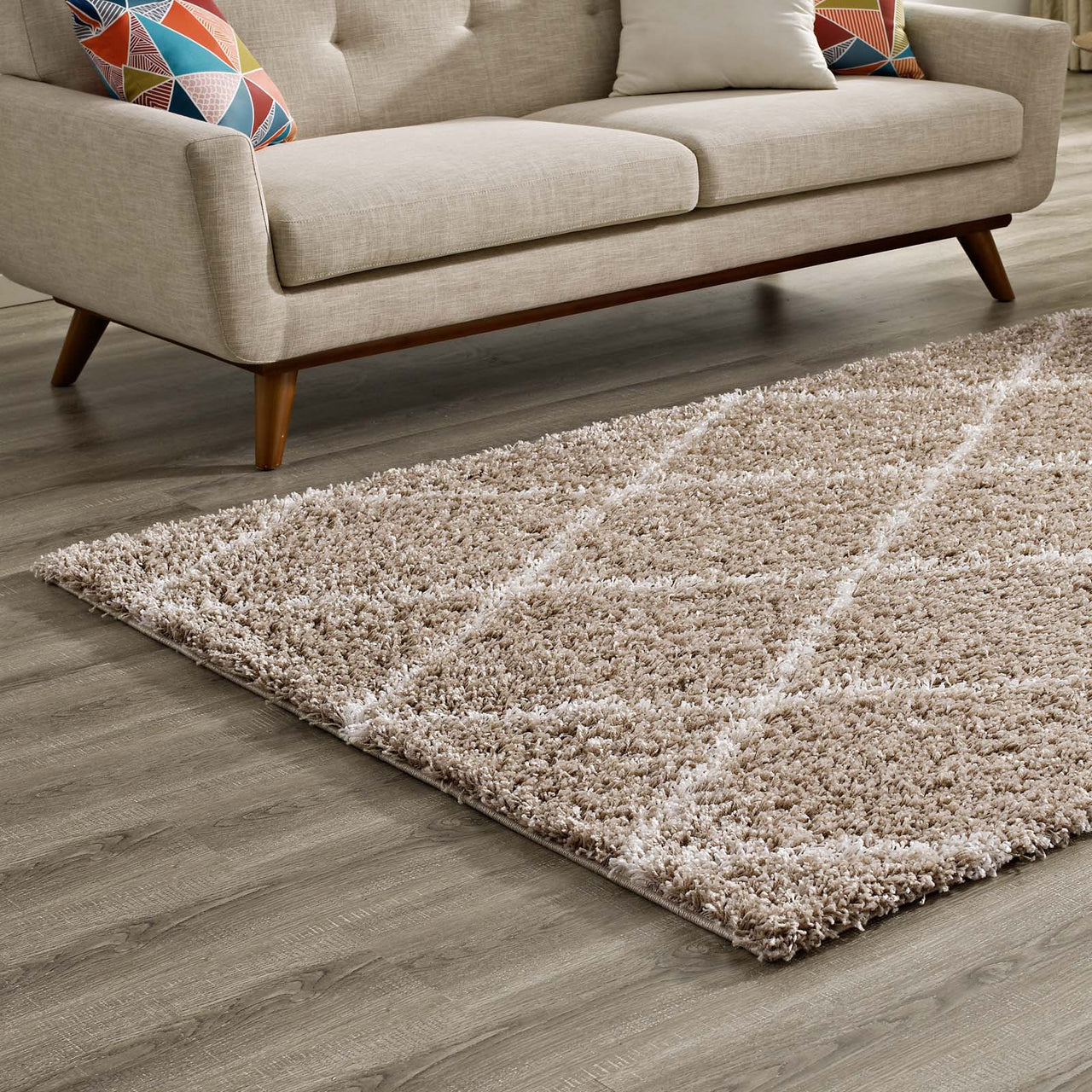 Winter Crystals 5x8 Shag Area Rug, Beige & Ivory
