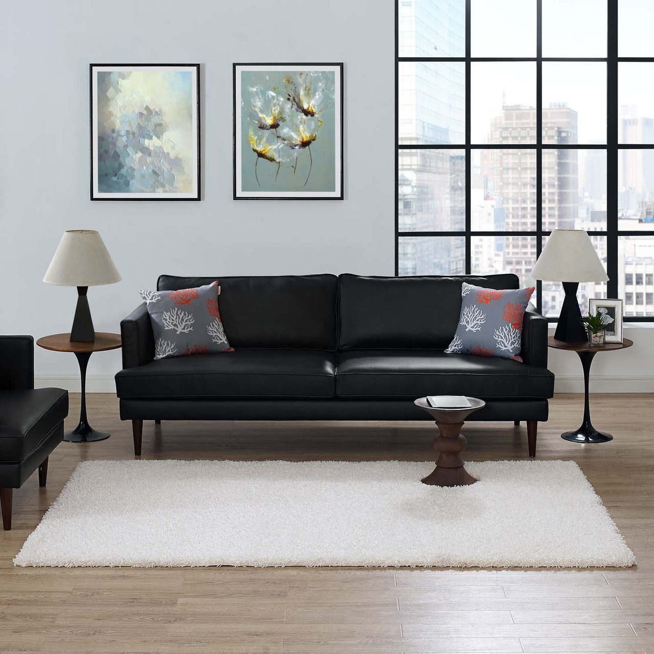 Skara 5x8 Shag Area Rug, Ivory & White