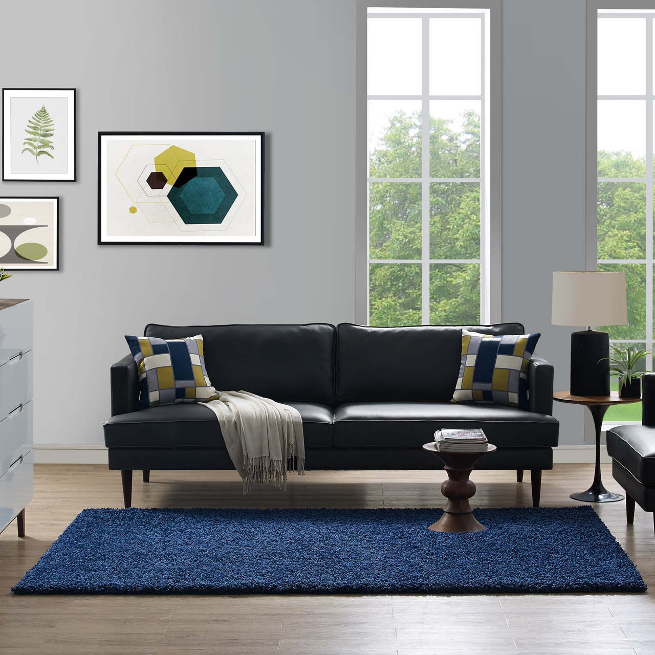 Skara 5x8 Shag Area Rug, Navy