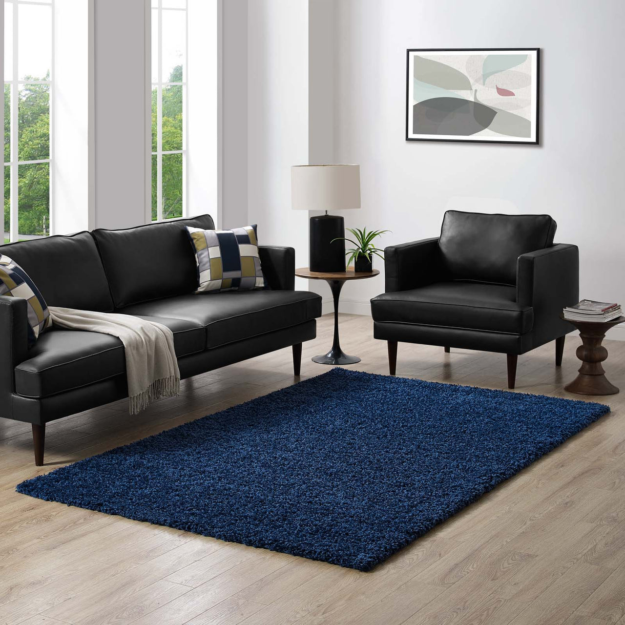Skara 5x8 Shag Area Rug, Navy